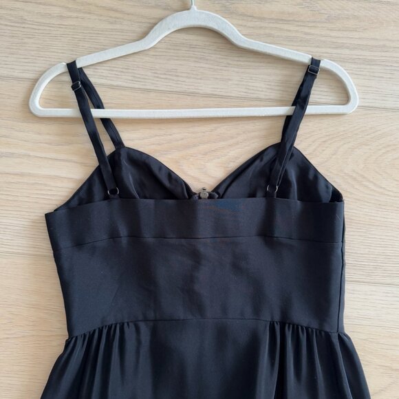 BARNEYS NEW YORK CO-OP 100% SILK ZIPPER FRONT BLACK SILK DRESS - SIZE MEDIUM - Picture 6 of 8